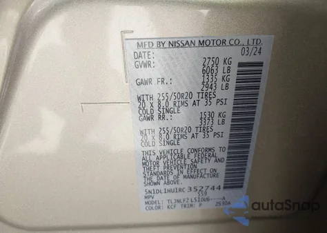 2024 Infiniti Qx60 Autograph Awd from USA, damaged, VIN 5N1DL1HU1RC352744